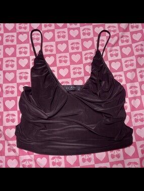 2 Saints Brand Black Dress Blouse Tank Top Crop Top